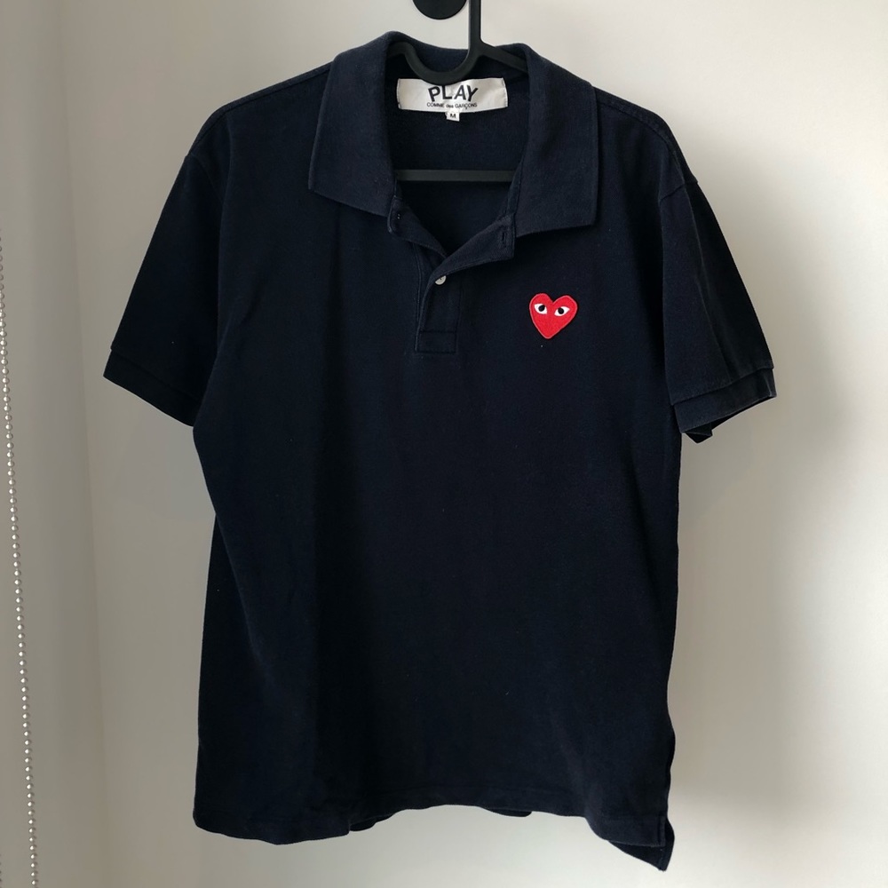 Comme Des Garçons PLAY Heart Logo Polo, Navy